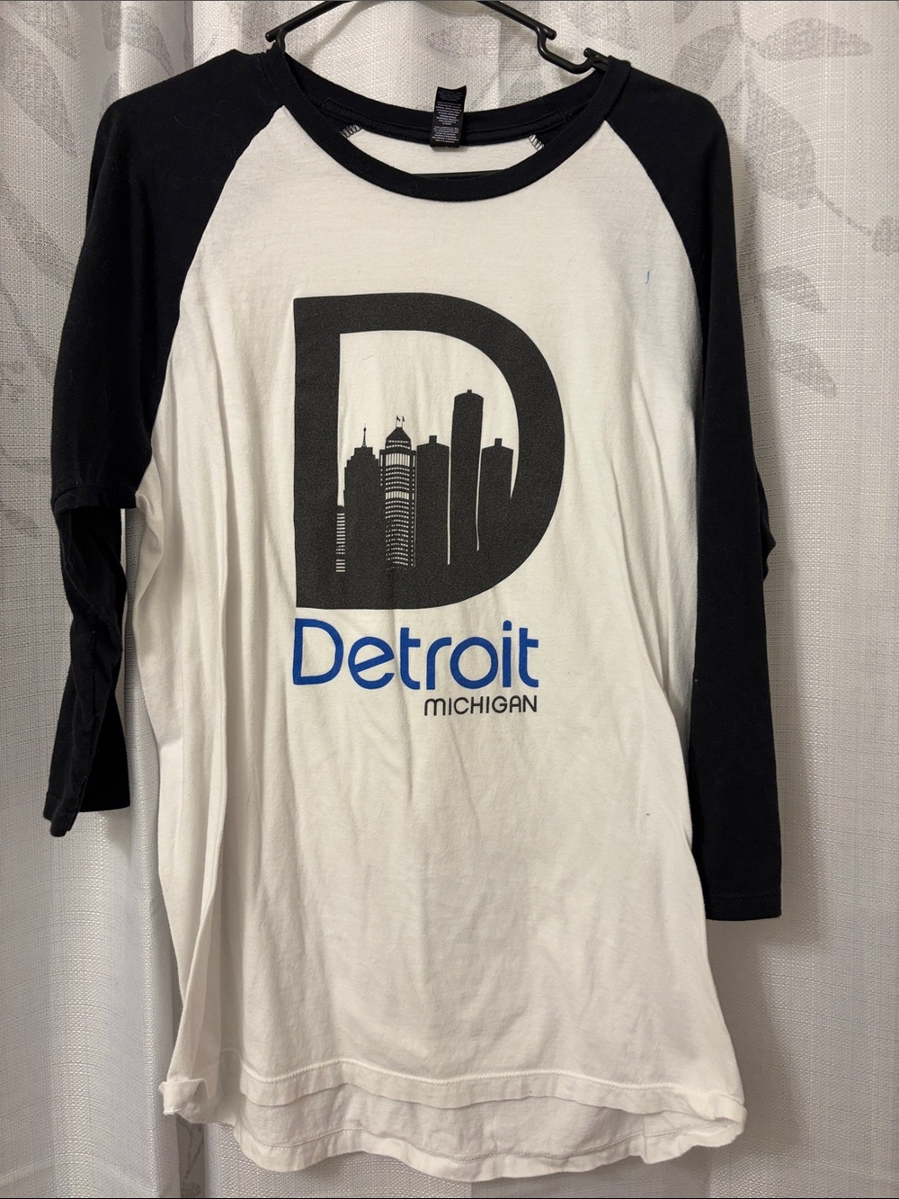 Detroit Michigan Black & White Raglan Jersey